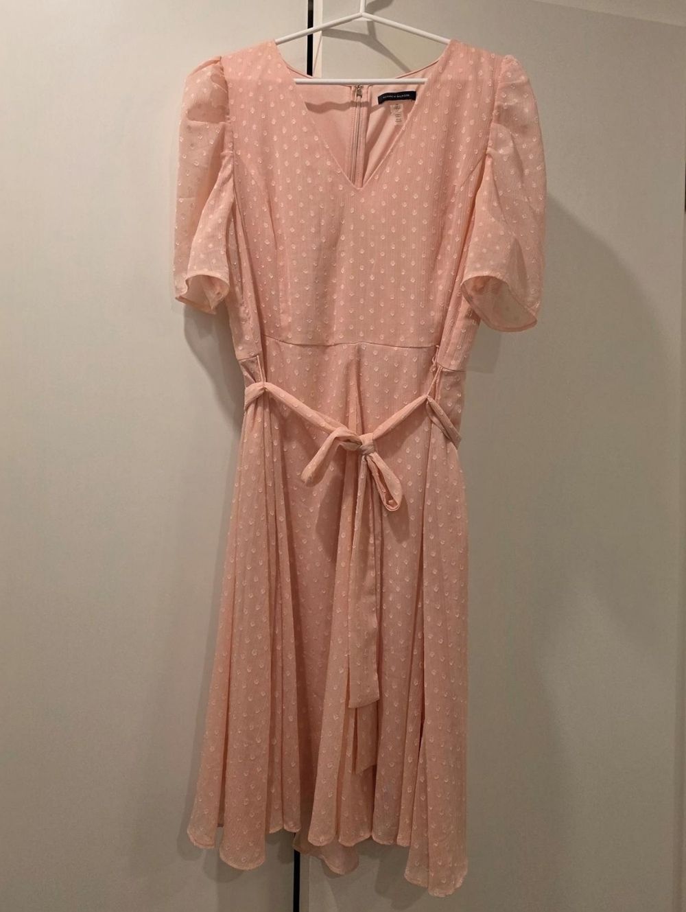 Tommy Hilfiger Light Pink Swiss Dot Midi Dress